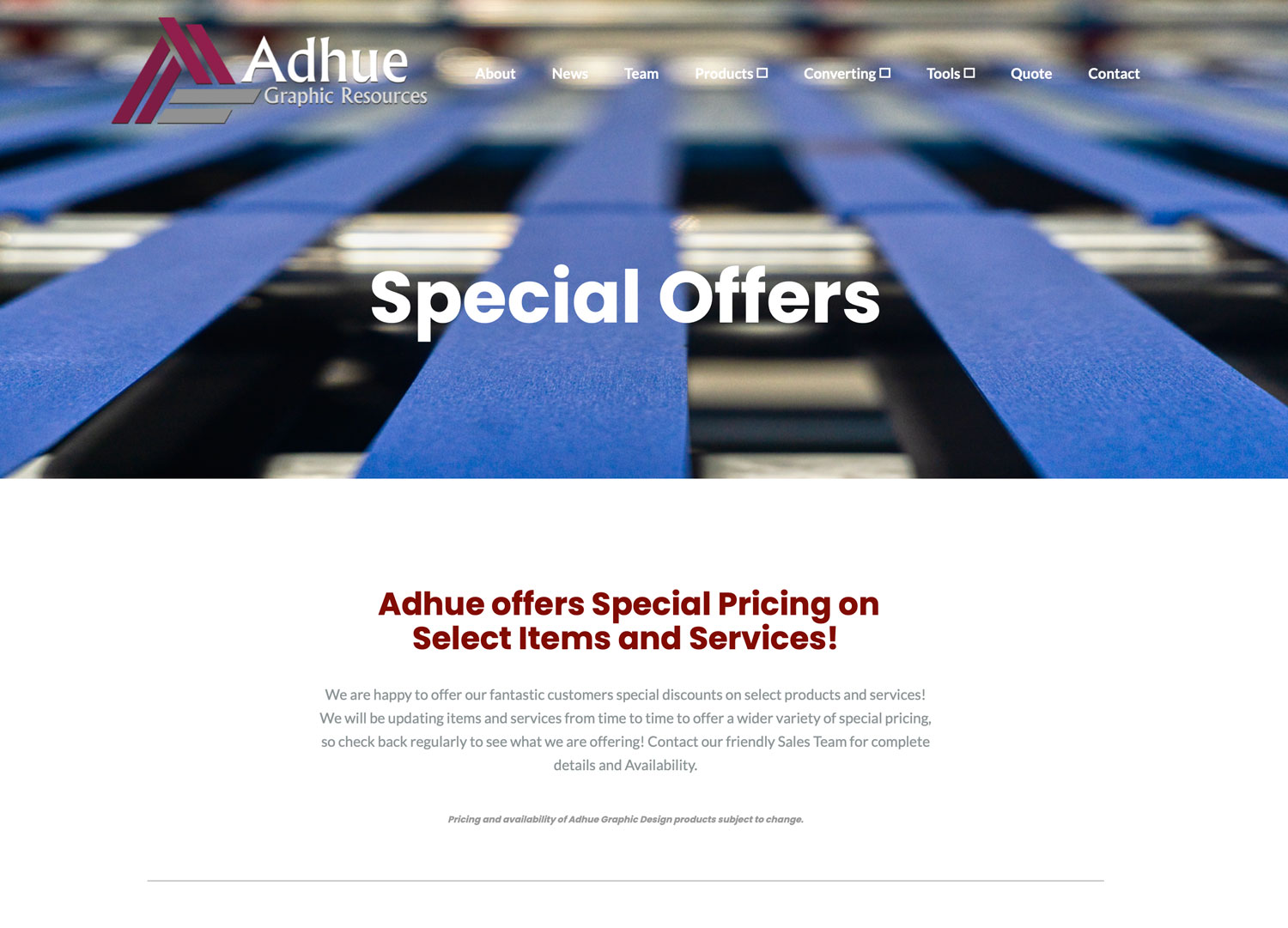 Adhue Special Orders Page